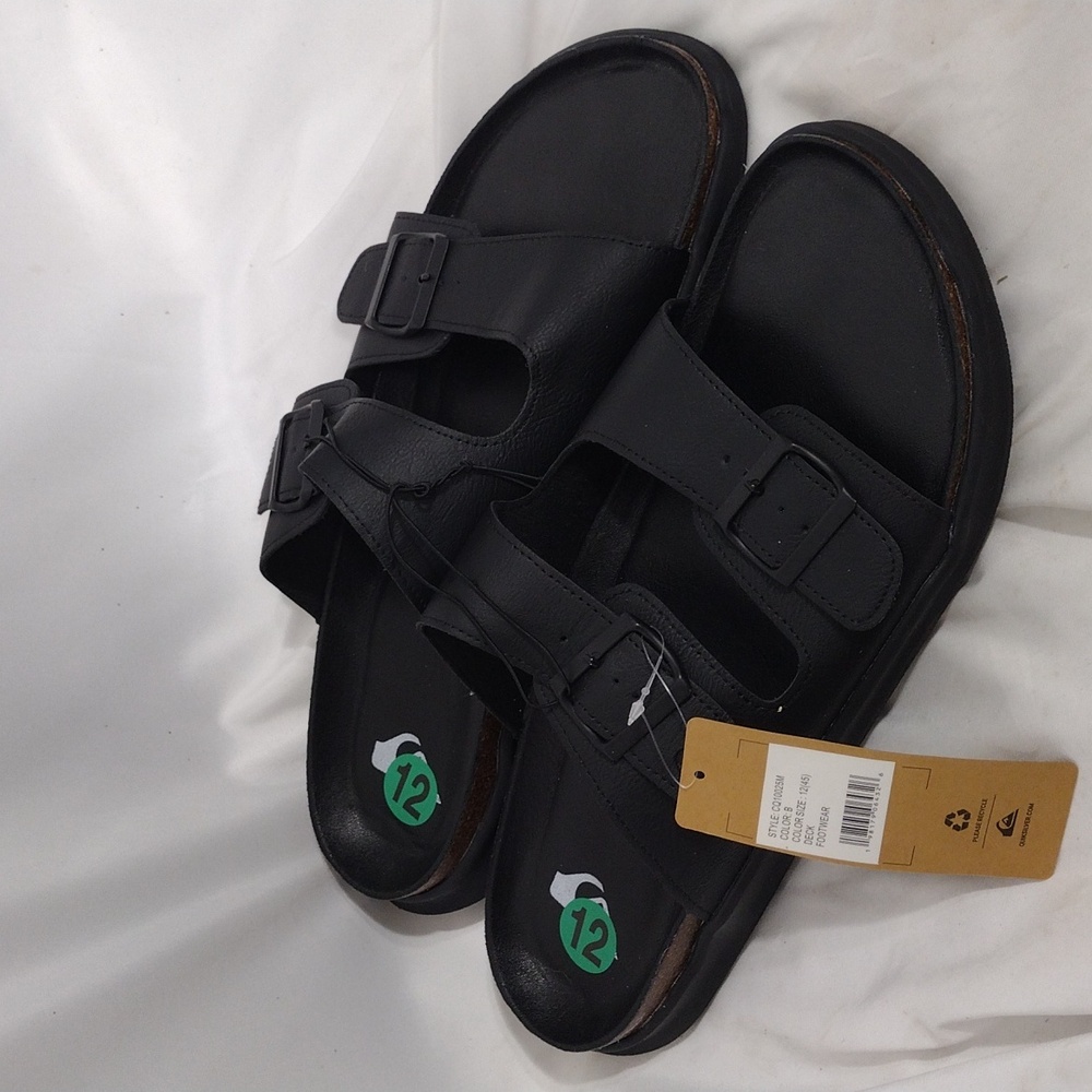 NWT Quiksilver Deck Black Buckle Sandals Mens Size 12